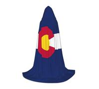 MyPiky Colorado Flag Print Unisex Hooded Comfortable Cloak Gothic Halloween Cosplay Carnival Vampire Themes, Black, Medium