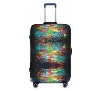 MyPiky Colorful Brick Wall Print Luggage Cover Suitcase Protector Travel Suitcase Cover For Kid And Adult Fits 18-32 Inch, White, L