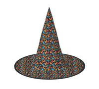 MyPiky Colorful Butterfly Print Carnival Halloween Witch Hat Costume Lightweight Cap For Parties Cosplay