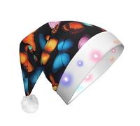 MyPiky Colorful Butterfly Print Christmas Led Hat For Men And Women Festive Halloween New Year Party Accessory