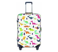 MyPiky Colorful Dinosaurs Print Luggage Cover Suitcase Protector Travel Suitcase Cover For Kid And Adult Fits 18-32 Inch, White, M