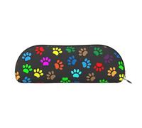 MyPiky Colorful Dog Paw Print Black Print Receive Bag Makeup Bag Cosmetic Bags Travel Storage Bag Toiletry Receive Bags Pencil Case Pencil Bag, Colorful Dog Paw Print Black, One Size
