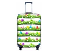 MyPiky Colorful Easter Egg Print Luggage Cover Suitcase Protector Travel Suitcase Cover For Kid And Adult Fits 18-32 Inch, White, L