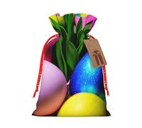 MyPiky Colorful Easter Eggs Printing Christmas Drawstring Gift Bag For Xmas Birthday Holiday Party Presents Favors Bags