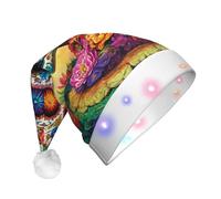 MyPiky Colorful Flower Skulls Print Christmas Led Hat For Men And Women Festive Halloween New Year Party Accessory