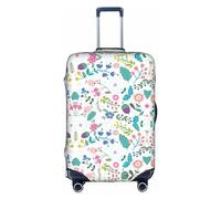 MyPiky Colorful Flowers Doodle Print Elastic Luggage Cover Spandex Fit for 18-28 Inch Luggage, White, X-Large, White, X-Large