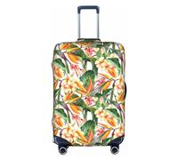 MyPiky Colorful Flowers Print Luggage Cover Suitcase Protector Travel Suitcase Cover For Kid And Adult Fits 18-32 Inch, White, L