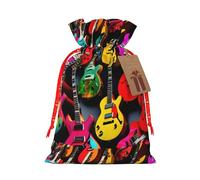 MyPiky Colorful Guitar Printing Christmas Drawstring Gift Bag For Xmas Birthday Holiday Party Presents Favors Bags