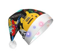 MyPiky Colorful Guitars Print Christmas Led Hat For Men And Women Festive Halloween New Year Party Accessory