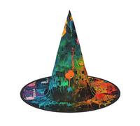 MyPiky Colorful Music Notes Print Carnival Halloween Witch Hat Costume Lightweight Cap For Parties Cosplay, Black, 2 PCS