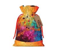 MyPiky Colorful Music Notes Printing Christmas Drawstring Gift Bag For Xmas Birthday Holiday Party Presents Favors Bags