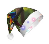 MyPiky Colorful Parrots On Tree Print Christmas Led Hat For Men And Women Festive Halloween New Year Party Accessory