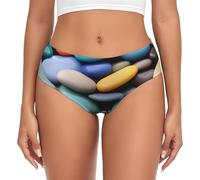 MyPiky Colorful Pebbles Print Underwear for Women Soft Panties Soft Breathable Comfortable Daily, Black, XS