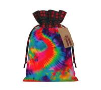 MyPiky Colorful Tie Dye Pattern Printing Christmas Drawstring Gift Bags Xmas Holiday Reusable Needs Wrapping Present Bags