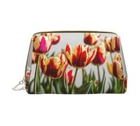 MyPiky Colorful Tulips Print Cosmetic Bags,Leather Makeup Bag Small For Purse,Cosmetic Pouch,Toiletry Clutch For Women Travel, Colorful Tulips, One Size