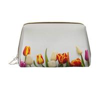 MyPiky Colorful Tulips Print Cosmetic Bags,Leather Makeup Bag Small For Purse,Cosmetic Pouch,Toiletry Clutch For Women Travel, Colorful Tulips, One Size