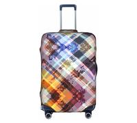 MyPiky Coloured Twill Lattice Print Luggage Cover Suitcase Protector Travel Suitcase Cover For Kid And Adult Fits 18-32 Inch, White, L