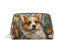 MyPiky Corgi Floral Flowers Spring Garden Print Cosmetic Bags,Leather Makeup Bag Small For Purse,Cosmetic Pouch,Toiletry Clutch For Women Travel, Corgi Floral Flowers Spring Garden, One Size