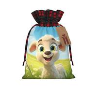 MyPiky Cute Cartoon Sheep Print Christmas Drawstring Gift Bags,Drawstring Bag,Xmas Christmas Bags Party Storage Bags Reusable