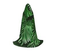 MyPiky Cute Green Palm Leaves Print Unisex Hooded Comfortable Cloak Gothic Halloween Cosplay Carnival Vampire Themes, Black, Medium