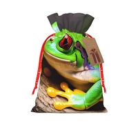 MyPiky Cute Red Eyes Tree Frogs Printing Christmas Drawstring Gift Bag For Xmas Birthday Holiday Party Presents Favors Bags