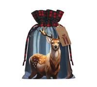 MyPiky Deer Print Christmas Drawstring Gift Bags,Drawstring Bag,Xmas Christmas Bags Party Storage Bags Reusable