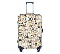 MyPiky Dog Bones Paw Print Luggage Cover Suitcase Cover Elastic Travel Luggage Protector Spandex Fits 18-28 Inch Luggage, White, S