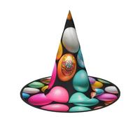 MyPiky Easter Eggs Print Carnival Halloween Witch Hat Costume Lightweight Cap For Parties Cosplay