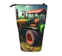 MyPiky Fantasy Farm Tractor Print Standing Pencil Case Telescopic Pencil Bag Pop Up Pencil Pouch Pen Pouch Makeup Cosmetics Bag, Black