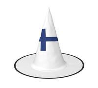 MyPiky Finnish Flag Print Carnival Halloween Witch Hat Costume Lightweight Cap For Parties Cosplay, Black, 1