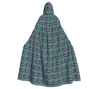MyPiky Fish And Octopus Print Halloween Cloak Full Length Hooded Adults Unisex Cape For Cosplay Festivals