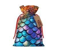 MyPiky Fish Scales Print Christmas Gift Bags Gift Wrap Bags Storage Bag Package Drawstring Gift Bag For Party Holiday