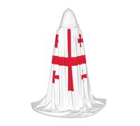 MyPiky Flag Of Georgia Print Unisex Hooded Comfortable Cloak Gothic Halloween Cosplay Carnival Vampire Themes, Black, Medium