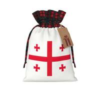 MyPiky Flag Of Georgia Printing Christmas Drawstring Gift Bags Xmas Holiday Reusable Needs Wrapping Present Bags