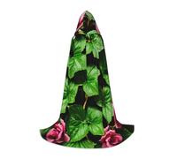 MyPiky Floral Rose Ivy With Leaves Spring Print Unisex Hooded Comfortable Cloak Gothic Halloween Cosplay Carnival Vampire Themes