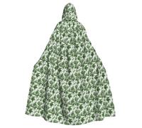 MyPiky Flowering Herbs And Herbaceous Plants Print Halloween Cloak Full Length Hooded Adults Unisex Cape For Cosplay Festivals