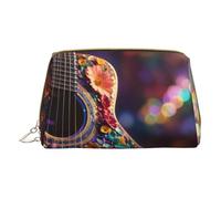 MyPiky Flowers Guitar Print Cosmetic Bags,Leather Makeup Bag Small For Purse,Cosmetic Pouch,Toiletry Clutch For Women Travel, Flowers Guitar, One Size