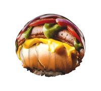 MyPiky Food Pattern Funny Print Shower Cap,Elastic And Reusable Bath Hair Hat For Long Hair,Large Waterproof Shower Bonnet,For Women Men Kids