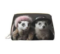 MyPiky French Fashion Model Ferrets Print Cosmetic Bags,Leather Makeup Bag Small For Purse,Cosmetic Pouch,Toiletry Clutch For Women Travel, French Fashion Model Ferrets, One Size