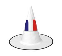 MyPiky French Flag Print Carnival Halloween Witch Hat Costume Lightweight Cap For Parties Cosplay, Black, 3 PCS