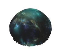 MyPiky Galaxy Background Print Large Shower Caps,Elastic Band Hair Cap,Double Waterproof Layers Bath Hair Hat,For Women Men Kids