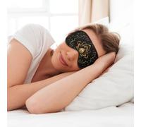 MyPiky Gold Lotuses Flowers Print Soft Eye Mask for Sleep Mask Sleep Eye Mask for Women Men Sleeping Sleeping Travel, Black