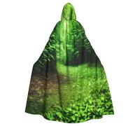 MyPiky Green Nature Print Halloween Cloak Full Length Hooded Adults Unisex Cape For Cosplay Festivals