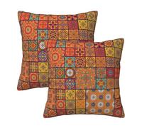 MyPiky Group of Moroccan Geometric Print Throw Pillow Covers 18x18 Inches,Pillow Cushion Cases,Throw Pillows for Couch Bedroom Living Room,Set of 2
