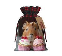 MyPiky Guinea Pigs And Cupcakes Print Christmas Drawstring Gift Bags,Drawstring Bag,Xmas Christmas Bags Party Storage Bags Reusable
