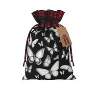 MyPiky Hand Drawn Color Butterfly 1 Printing Christmas Drawstring Gift Bags Xmas Holiday Reusable Needs Wrapping Present Bags