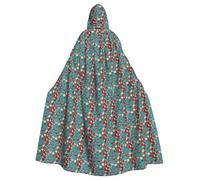 MyPiky Hen Flying Butterflies Among Flowers Print Halloween Cloak Full Length Hooded Adults Unisex Cape For Cosplay Festivals