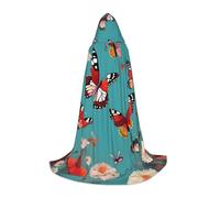MyPiky Hen Flying Butterflies Among Flowers Print Unisex Hooded Comfortable Cloak Gothic Halloween Cosplay Carnival Vampire Themes