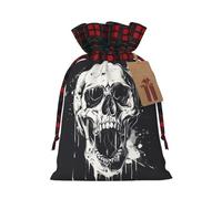 MyPiky Horror Ghost Skull Printing Christmas Drawstring Gift Bags Xmas Holiday Reusable Needs Wrapping Present Bags