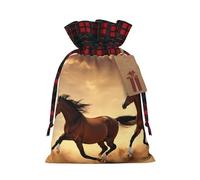 MyPiky Horse Stripes Pattern Print Christmas Drawstring Gift Bags,Drawstring Bag,Xmas Christmas Bags Party Storage Bags Reusable
